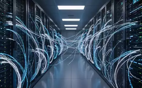 Moderne Serverräume mit leuchtenden Glasfaserkabeln als Symbol für KI-Infrastruktur und technologische Investitionen. - Foto: über boerse-global.de
