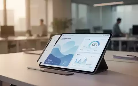 Modernes Büro-Workspace mit einem Tablet, das eine Gesundheits-App zur mentalen Stressprävention anzeigt. - Foto: über boerse-global.de