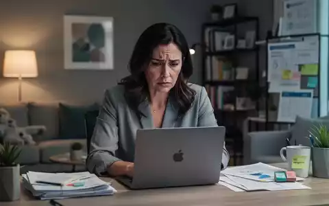 Eine gestresste Frau bei der Organisation von Familienaufgaben an einem Laptop in einer ruhigen, modernen Umgebung. - Foto: über boerse-global.de