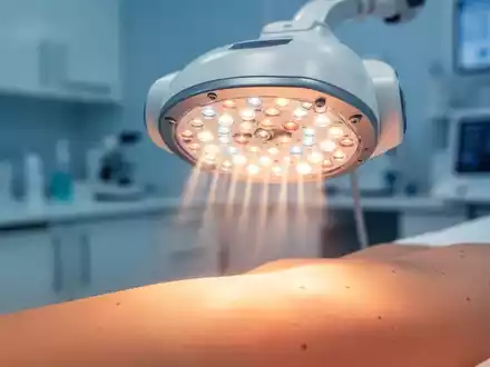 Hochmoderne LED-Lichttherapie-Technologie bei der dermatologischen Anwendung auf der Hautoberfläche. - Foto: über boerse-global.de