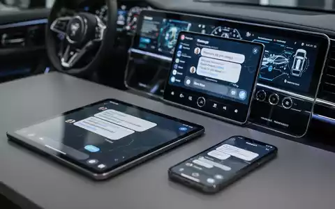 Tablet, Smartphone und Auto-Display mit modernen Messaging-Apps in professionellem Arbeitsumfeld. - Foto: über boerse-global.de