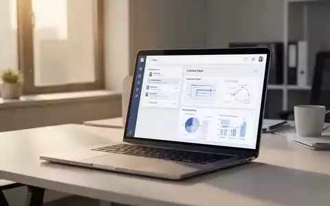 Moderner Büroarbeitsplatz mit Laptop, der E-Mail- und Workflow-Software in einer professionellen, sonnigen Umgebung zeigt. - Foto: über boerse-global.de
