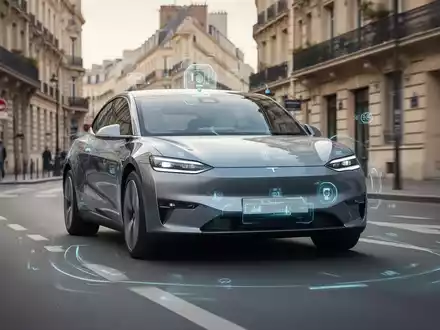 Modernes Elektroauto auf einer Stadtstraße, das autonome Fahrtechnologie und Regulierungsdebatten repräsentiert. - Foto: über boerse-global.de