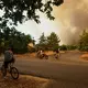 Die Bewohner der Region stehen vor riesigen Rauchschwaden und einer verkohlten Landschaft. - Bild: Caroline Blumberg/AP/dpa
