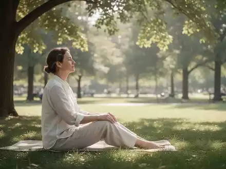 Eine Person sitzt entspannt im Schatten in einem sommerlichen Park und symbolisiert mentale Gesundheit und Erholung. - Foto: über boerse-global.de