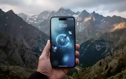 Ein Smartphone vor einer bergigen Landschaft, das Satelliten-Notfallkonnektivität in abgelegenen Regionen darstellt. - Foto: über boerse-global.de