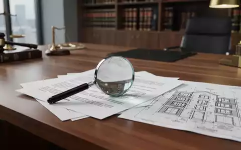 Ein Schreibtisch mit einer Lupe, einem Rechtsdokument und einem Immobilienplan als Symbol für rechtliche Erbschaftsfragen. - Foto: über boerse-global.de