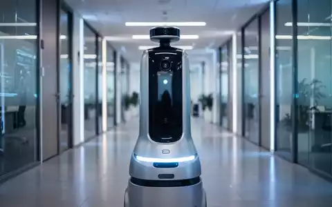 Autonomer Sicherheitsroboter patrouilliert in modernem Büroflur, Symbol für das Wachstum der Überwachungstechnologie. - Foto: über boerse-global.de