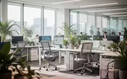 Ein modernes, helles Büro mit ergonomischen Möbeln und Pflanzen, das eine gesundheitsorientierte Arbeitsumgebung darstellt. - Foto: über boerse-global.de