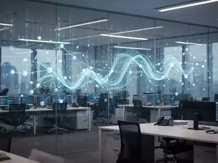 Moderne Regierungsbehörde mit digitalen Datenvisualisierungen, die KI-gesteuerte öffentliche Verwaltung darstellen. - Foto: über boerse-global.de