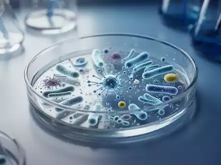 Laboraufnahme einer Petrischale mit mikroskopischer Darstellung von Darmbakterien und Stoffwechselprodukten. - Foto: über boerse-global.de