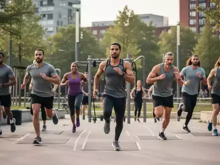 Eine diverse Gruppe von Menschen beim gemeinsamen Sporttraining in einem barrierefreien öffentlichen Park in Hamburg. - Foto: über boerse-global.de