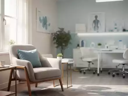 Ein heller, freundlicher Therapieraum mit einem bequemen Sessel in einer ruhigen, professionellen klinischen Umgebung. - Foto: über boerse-global.de