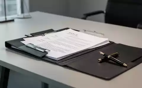 Ein minimalistischer Schreibtisch mit Dokumentenmappe und Füllfederhalter als Symbol für arbeitsrechtliche Prozesse. - Foto: über boerse-global.de