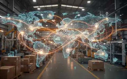 Digitale Visualisierung einer nachhaltigen globalen Lieferkette mit Datenströmen in einer modernen Industrieumgebung. - Foto: über boerse-global.de