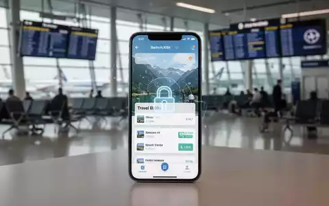 Ein Smartphone mit einer Reisebuchungs-App und einem digitalen Vorhängeschloss-Symbol als Symbol für Online-Betrug. - Foto: über boerse-global.de
