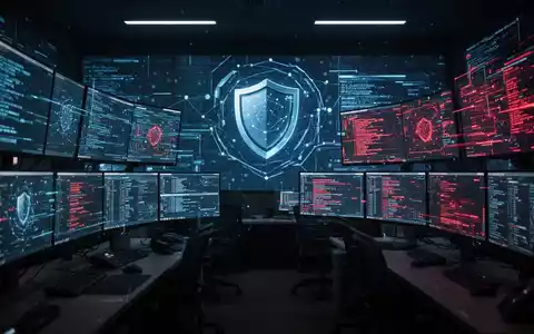 Cybersecurity-Kontrollzentrum mit leuchtenden Datenschnittstellen und digitalem Schutzschild als Symbol für IT-Sicherheit. - Foto: über boerse-global.de