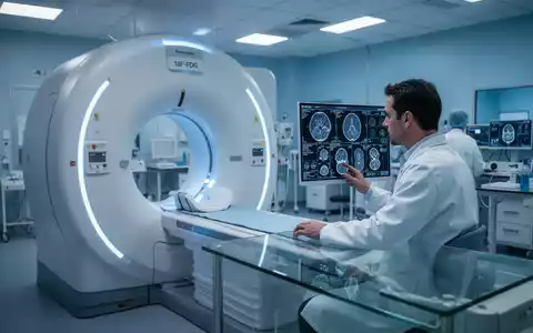 Medizinische Fachkraft betrachtet hochauflösende molekulare Bildgebungsdaten an einem modernen Monitor in einer Klinik. - Foto: über boerse-global.de
