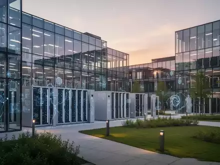 Moderner Hightech-Forschungscampus mit nachhaltiger Glasarchitektur und Grünflächen, die digitale Innovation repräsentieren. - Foto: über boerse-global.de