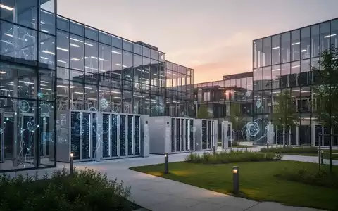 Moderner Hightech-Forschungscampus mit nachhaltiger Glasarchitektur und Grünflächen, die digitale Innovation repräsentieren. - Foto: über boerse-global.de