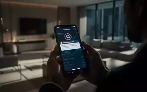 Eine Person hält ein Smartphone mit einer verdächtigen Benachrichtigung in einer modern eingerichteten Wohnung. - Foto: über boerse-global.de