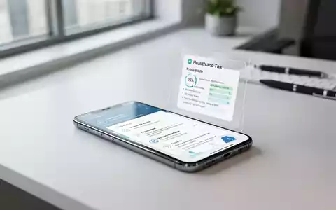 Modernes Büro-Setup mit Smartphone, auf dem ein digitales Steuer- und Gesundheitsdokument angezeigt wird. - Foto: über boerse-global.de
