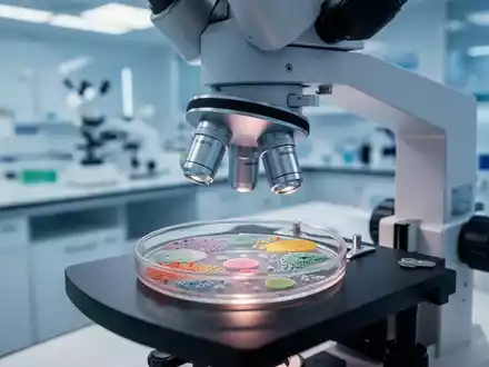 Mikroskopische Aufnahme von Bakterienkulturen in einem modernen Labor zur Veranschaulichung der Mikrobiom-Forschung. - Foto: über boerse-global.de