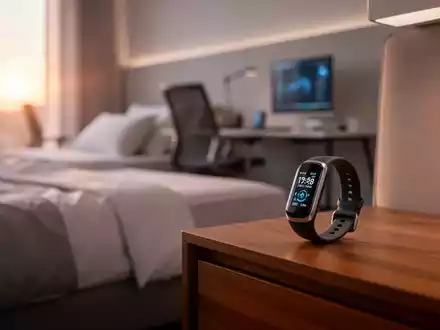 Ein minimalistisches Wearable zur Schlafanalyse auf einem Nachttisch bei sanftem Morgenlicht. - Foto: über boerse-global.de