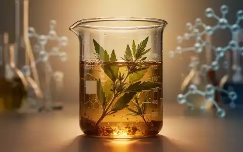 Ein Laborbecher mit einem pflanzlichen Extrakt vor einem unscharfen, wissenschaftlichen Hintergrund. - Foto: über boerse-global.de