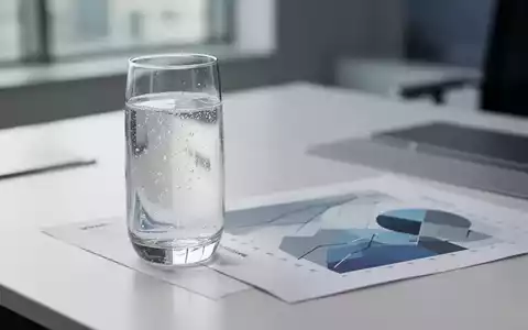 Ein Glas Wasser neben einem Finanzdiagramm auf einem modernen Schreibtisch als Symbol fĂŒr die Zuckersteuer-Debatte. - Foto: ĂŒber boerse-global.de