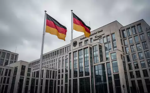 Das Bundesgesundheitsministerium in Berlin an einem bewölkten Tag mit der deutschen Flagge vor dem Gebäude. - Foto: über boerse-global.de
