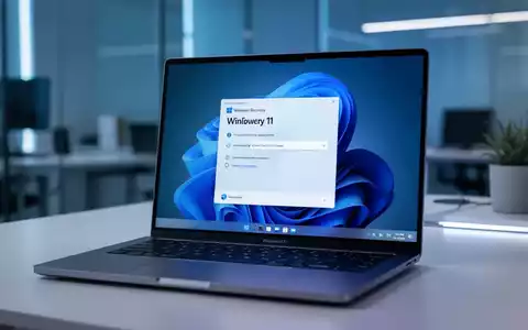 Hochwertiges Laptop mit Windows 11 Systemwiederherstellung in professionellem Büro. - Foto: über boerse-global.de