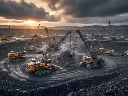 Moderne Graphit-Mine mit schwerem Gerät bei dramatischem Licht. - Foto: über boerse-global.de
