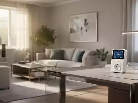 Ein modernes Wohnzimmer mit einem Smart-Meter-Display als Symbol für effizientes Energiemanagement im Haushalt. - Foto: über boerse-global.de