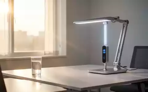 Modernes Büro mit einer Schreibtischlampe, die ein integriertes UV-B-Modul zur Unterstützung der Vitamin-D-Synthese zeigt. - Foto: über boerse-global.de