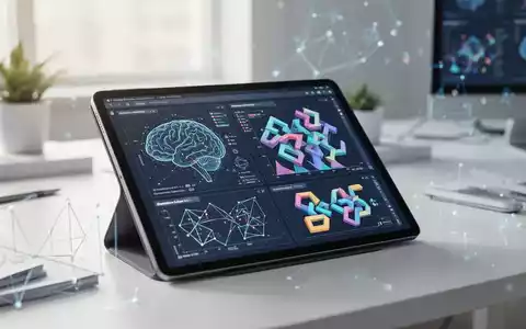 Modernes Tablet mit einer abstrakten Datenvisualisierung und geometrischen Puzzles zur Darstellung kognitiven Trainings. - Foto: über boerse-global.de