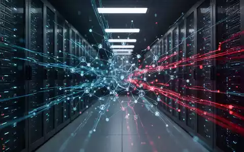 Abstrakte Darstellung eines Rechenzentrums mit leuchtenden digitalen Datenströmen als Symbol für Cybersicherheit. - Foto: über boerse-global.de