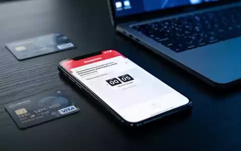 Ein Smartphone-Display mit einer Phishing-E-Mail und einem Countdown-Timer auf einem Schreibtisch neben einer Kreditkarte. - Foto: über boerse-global.de