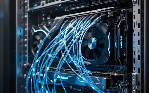Nahaufnahme moderner Server-Rack-Hardware mit leuchtenden Glasfaserkabeln in einem Rechenzentrum. - Foto: über boerse-global.de