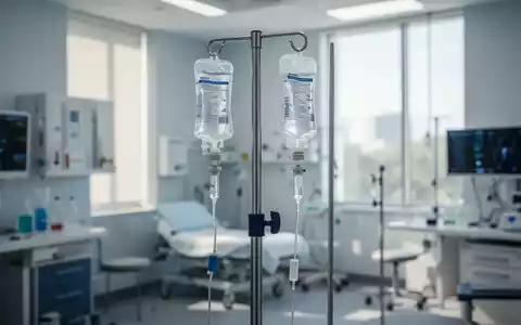 Ein Infusionsständer mit einem medizinischen Beutel in einer modernen onkologischen Praxis. - Foto: über boerse-global.de