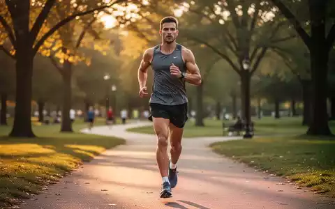 Eine Person beim Lauftraining in einem Park im goldenen Licht der Abendsonne. - Foto: über boerse-global.de