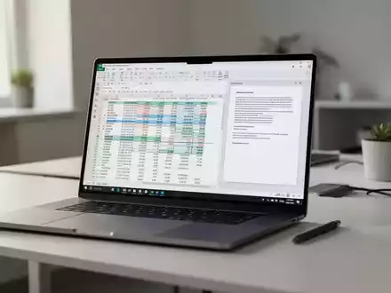 Moderner Laptop-Bildschirm mit Tabellenkalkulation und Dokumentenbearbeitung in professionellem Arbeitsumfeld. - Foto: über boerse-global.de