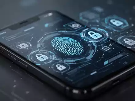 Modernes Smartphone mit digitalen Sicherheits- und Schlosssymbolen als Symbol für Datenschutz und Kontosicherheit bei WhatsApp. - Foto: über boerse-global.de
