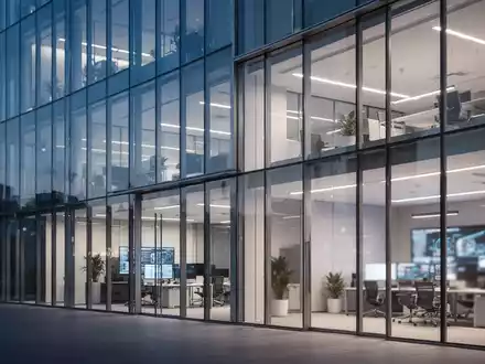 Moderne Glasfassade eines Bürogebäudes bei Dämmerung als Symbol für Unternehmensstrukturen und Personalentscheidungen. - Foto: über boerse-global.de