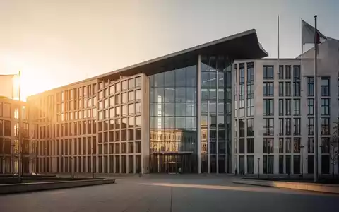 Das Bundeskanzleramt in Berlin bei goldenem Abendlicht, ein Symbol für Regierungsarbeit und politische Entscheidungen. - Foto: über boerse-global.de