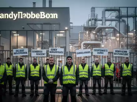 Warnstreik der Gewerkschaft NGG vor dem Haribo-Stammwerk in Bonn mit Mitarbeitern vor dem Werkstor. - Foto: über boerse-global.de