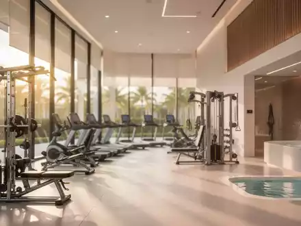 Modernes, weitläufiges Fitnessstudio in Florida mit hochwertigen Trainingsgeräten und einem hellen, technologischen Ambiente. - Foto: über boerse-global.de