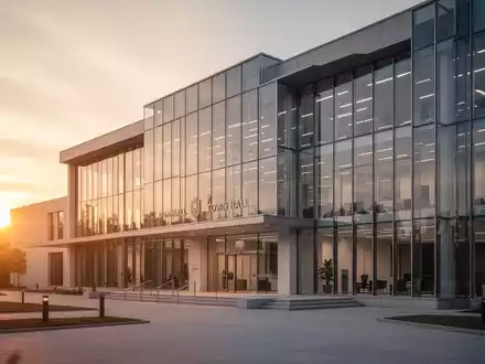 Modernes Rathausgebäude in der Abenddämmerung als Symbol für kommunale Finanzverwaltung. - Foto: über boerse-global.de