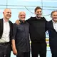 Schlussbild der DFB-Viererkette mit Präsident Bernd Neuendorf, Sportdirektor Rudi Völler, Bundestrainer Jürgen Klopp sowie Ligapräsident und DFB-Vize Hans-Joachim Watzke (von links). - Bild: Florian Wiegand/dpa