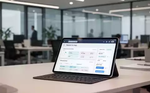 Digitales Tablet mit einer Zeiterfassungs-App auf einem modernen Schreibtisch in einem Büro. - Foto: über boerse-global.de